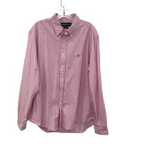 Ralph Lauren Shirt Men's Custom Fit Pink Gingham Check Long Sleeve